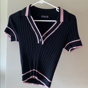 Black and pink stretchy Bebe top